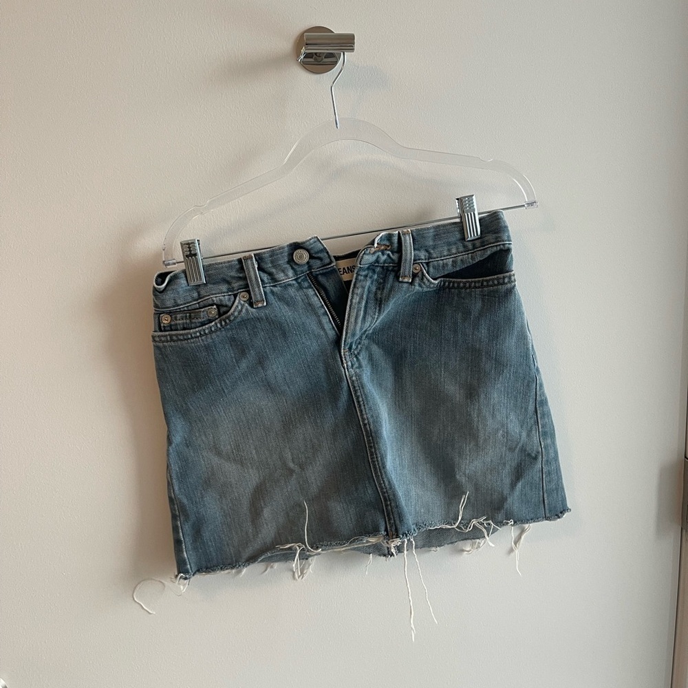 GAP Denim Mini Skirt with Frayed Hem